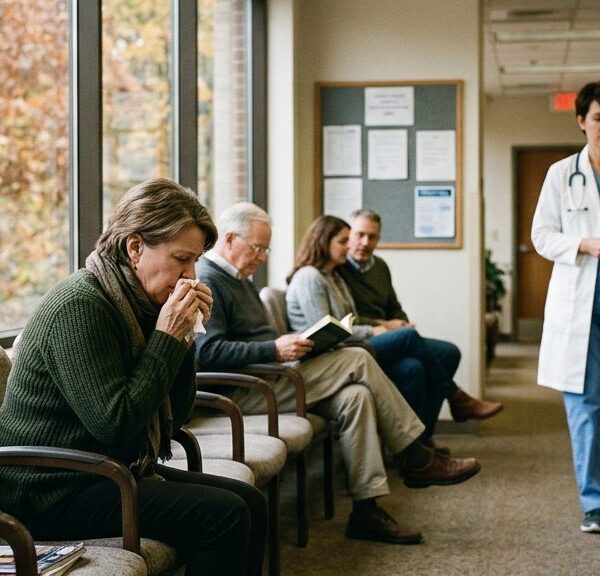 Wartebereich einer Klinik im Herbst: Atemwegserkrankungen nehmen nach RKI-Angaben wieder zu.